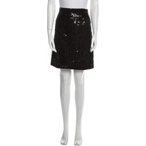 Tory Burch Black on Black Geometric Sparkly Sequin Pattern Skirt Size 4